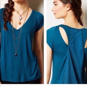 Anthropologie Deletta Blue Cut out back blouse